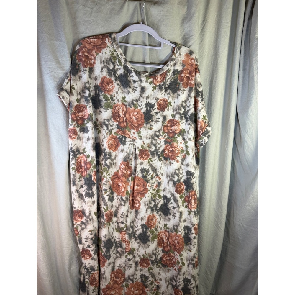 Glitzy Girlz Womens 2XL Floral Tie Dye Maxi Dress V-Neck High Low DS-CH-1135FTX - Picture 10 of 11